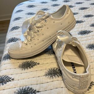 Bedazzled white wedding converse sneakers